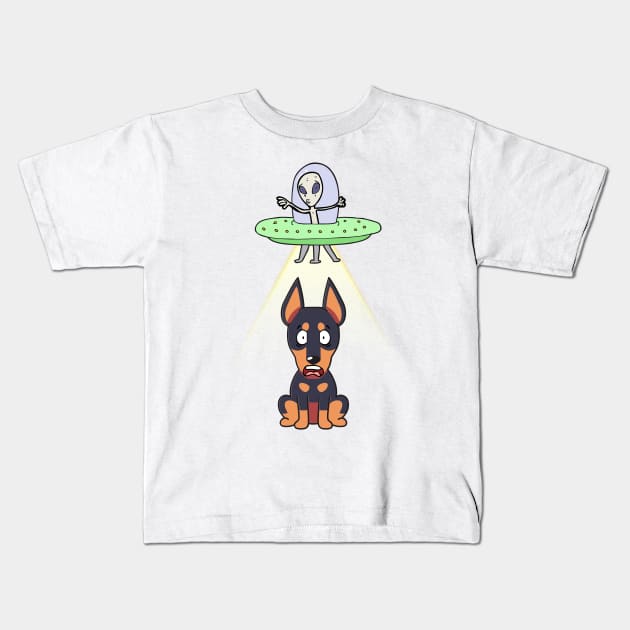 Funny german shepherd is being abducted by aliens Kids T-Shirt by Pet Station